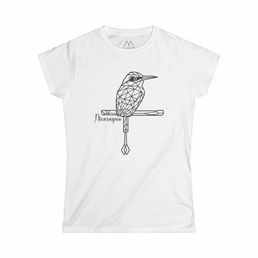 camiseta para mujer con diseño geométrico del guardabarranco y texto “Nicaragua”