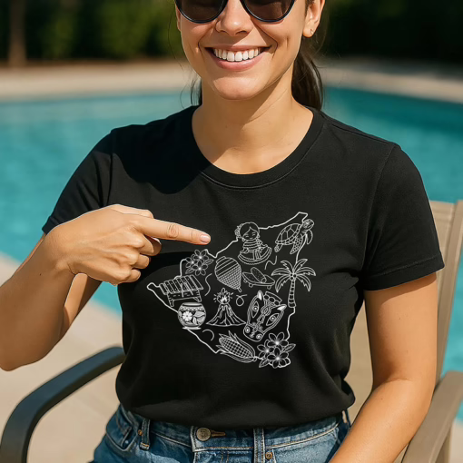 Camiseta Nicaragua unisex con mapa cultural minimalista