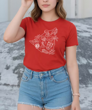 Diseño con símbolos nicaragüenses como marimba y sacuanjoche
